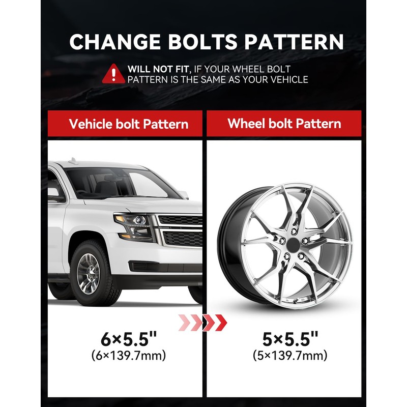 YIZBAP 2PCS 6x5.5 to 5x5.5 LugCentric Wheel Adapters for GMC