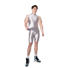 AMORESY Poseidon Series Tight Elastic Fitness Clothes, Cool and Silky Sports Fitness Running Vest (XL, Silver Gray)