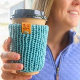 Reusable Coffee Sleeve Cozy – Set of 3 – Eco-Friendly Cup Holder Covers for Hot To-Go Cups, Fits 12oz–20oz (Best on 16oz) – Sage, Seafoam & Periwinkle – Stocking Stuffers for Women
