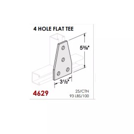 Redding Fasteners (QTY 10) 4-Hole Flat Plate Gusset TEE Fitting for Unistrut Channel #4629 P1358