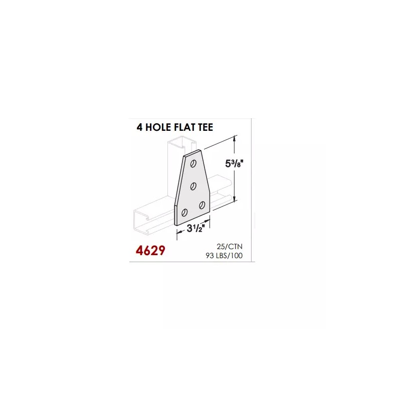 Redding Fasteners (QTY 10) 4-Hole Flat Plate Gusset TEE Fitting