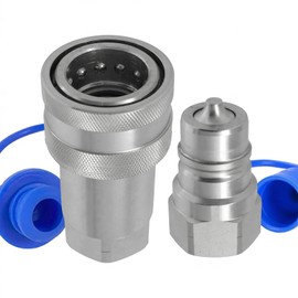 Cplbrb 1/4" Ag ISO 7241-A Hydraulic Quick Connect Tractor Couplers with Dust Caps,Poppet Pioneer Style,Hydraulic Quick Coupler 1/4" NPT Thread & Body-1 Sets