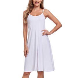 BestWendding Women's Full Slip Dresses Sexy Sleeveless Nightgowns Adjustable Spaghetti Straps Cami Under Dress, White XL