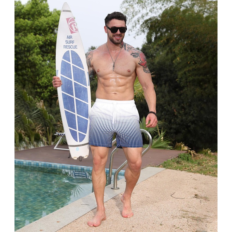 Curluriy Swimming Shorts for Men Beach Shorts Colour Gradient Board