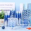 50 Pcs Blue Ocean Fish Plastic Cups with Lids and