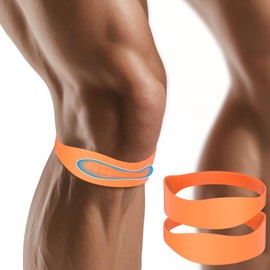 OPOX 2PCS Patella Band, Patellar Tendon Support Strap for Knee Pain and Tendonitis, Knee Brace for Women & Men, Patella Support Strap for Soccer, Basketball, Running, Tennis, Lightweight Patella Stabilizer for Left & Right Knee - Orange
