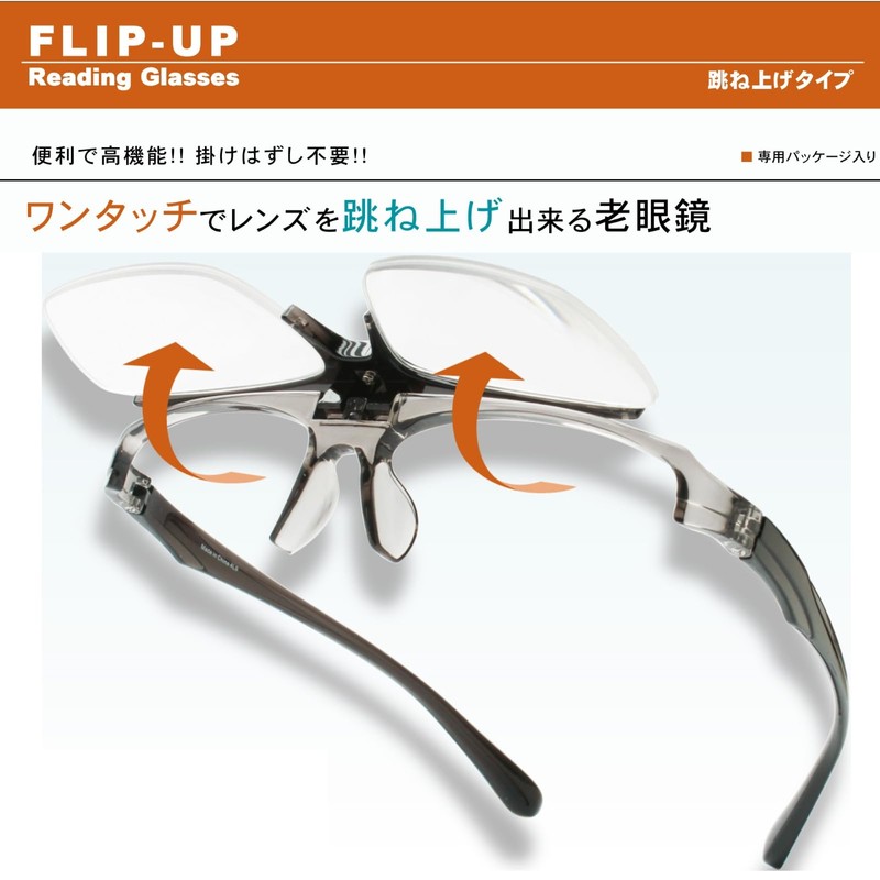 FLIP-UP FUR-2000-1 COL. Clear Dark Gray +1.50