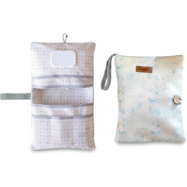 HAMUR - Bolsa organizadora portátil para bebé, mini pañalera plegable para carriola y viaje, ideal para recién nacidos, niños y niñas, diseño de hojas