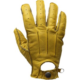 Mycl Turell Easy Rider Motorcycle Gloves - Men's Motorcycle Gloves - Genuine Leather - Men's Motorcycle Leather Gloves with Aramid Reinforcement - Simple and Elegant - Retro Vintage Look (Yellow, L)