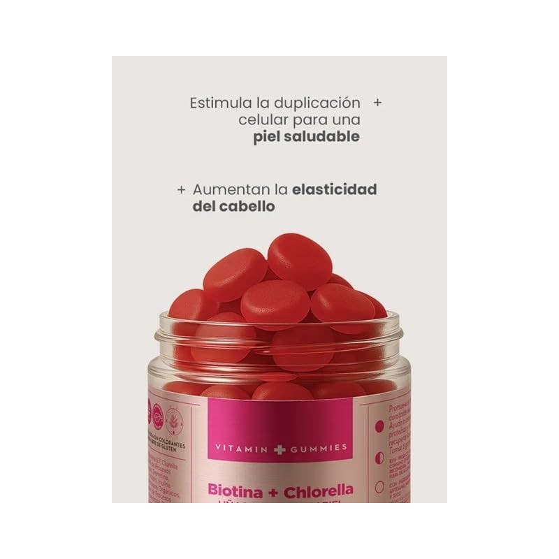 Gomitas de Biotina y Chlorella, Suplemento para Cabello, Uñas y