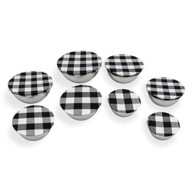 Reusable Cloth Bowl Covers - 100% Cotton Fabric Bowl Covers Set to Cover Fruits, Vegetables and Regulate Moisture - Elastic Bowl Covers for Salads, Bread & Leftovers (Black Plaid, 2XL, 2L, 2M, 2S)