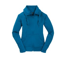 SPORT-TEK Women's Sport-Wick Stretch Full-Zip Jacket LST852, Peacock Blue, XX-Large