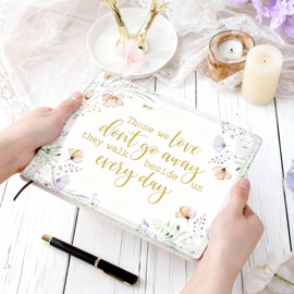 Funeral Guest Book with Pen Memorial Service Celebration of Life Sign in Book for Funeral Leather Cardinal in Loving Memorial Gift, 112 Pages(Colorful Flower)
