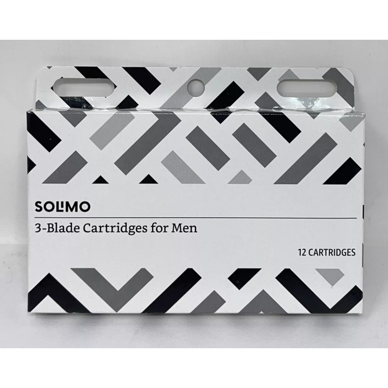Solimo Razor Refills 3-Blade Cartridges 12ct Anti-Clog Dual Lubricating Strips