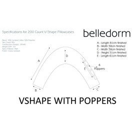 Belledorm Blue V shaped pillow case cover with poppers - 200 thread count percale - pregnancy maternity orthopaedic support nursing (Navy)