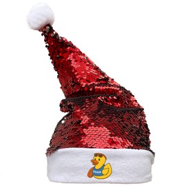 Huuraa Santa Hat Squeaky Duck Bath Master Rubber Duck Lifeguard Gift Sequins Red/White Felt Squeaky Duck Bath Master Gift