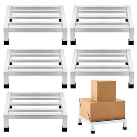 MorningRo 5 Pack Dunnage Rack 13.8" Long x 13.8" Wide, 3.9" Height Stainless Steel Shelf 1000+ Pound Capacity Commercial Food Floor Rack for Restaurants Kitchens Garages and Vehicles