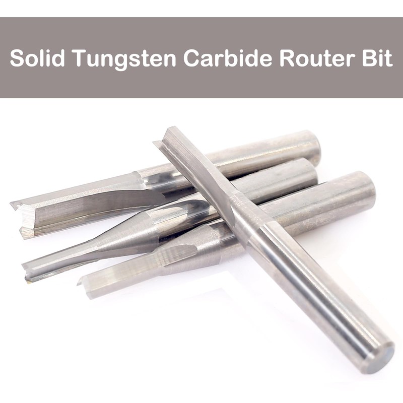 4pcs Straight Router Bits Set 1/4" Shank, Solid Carbide TCT