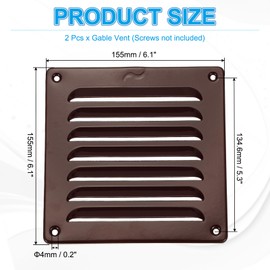 PATIKIL 6x6 Inch Aluminum Vent Cover, 2pcs Screen Air Grille Ventilation Cover HVAC Louvered Grill for Home Kitchen Fireplace Bathroom Wall Ceiling, Brown