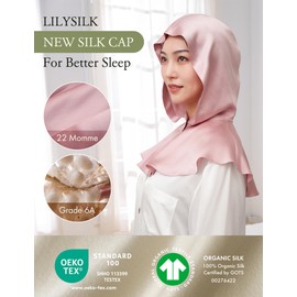 LilySilk Womens Pure Silk Balaclava Style Nightcaps with Button Closure and Pleated Hem Soft Hair Wrap Bonnet for Good Sleeping and Better Skin and Hair,Pink