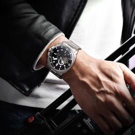 Men's Watch Pagani Design Mechanical Automatic Watch Japan NH39 Movement Waterproof up to 200 m Luminous Sapphire Glass Nylon Strap, Black-s, Bracelet