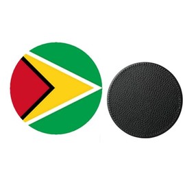 Set Of 4 Guyana Synthetic Leather Round Coasters And Gift Box