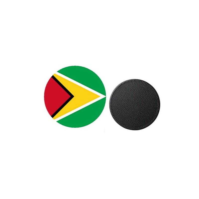 Set Of 4 Guyana Synthetic Leather Round Coasters And Gift
