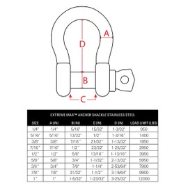 Extreme Max 3006.8315 BoatTector Stainless Steel Anchor Shackle - 5/16"