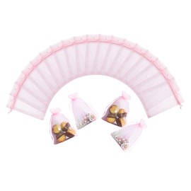 Wudygirl Mesh Organza Bags 4x6 100pcs Small Jewelry Gift Bags Wedding Favors for Parties Showers Goodie Candy (Light Pink)