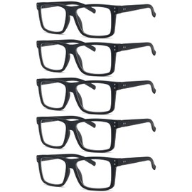 Eyekepper 5-pack Oversized Reading Glasses Square Large Frame Readers for Men and Women - Black +2.75