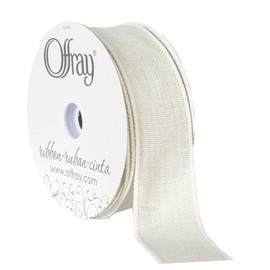 Berwick Offray 2.5" Wide Wired Edge Burlap Ribbon, 25 Yards, White