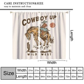 HZOHNAGO - Cortinas vaqueras occidentales con estampado de vaquero rojo y vaquero, cortinas opacas con bolsillo para barra, para dormitorio, sala de estar, 42 x 63 pulgadas
