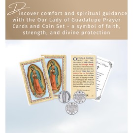 Lady Guadalupe Prayer Card - Laminated Our Lady of Guadalupe Prayer Cards, Our Lady of Guadalupe Coin, The Lord's Prayer Card - Our Lady of Guadalupe Card and Catholic Coins Set of 7 Items