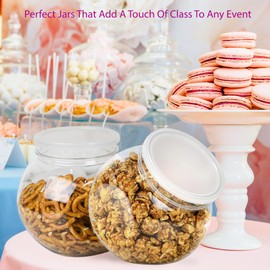 DilaBee 2-Pack Plastic Candy Jar - 96oz Large Candy Jars with Lids for Candy Buffet, Kitchen & Office Desk - Plastic Jars with Lids for Candy, Cookies & Snacks - Clear Jar with Labels BPA-Free
