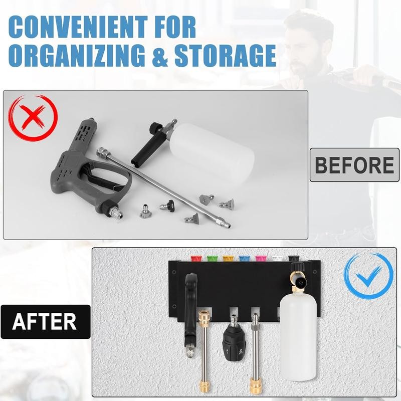 Pressure washer bracket, 7-hole wall mounted storage rack for foam
