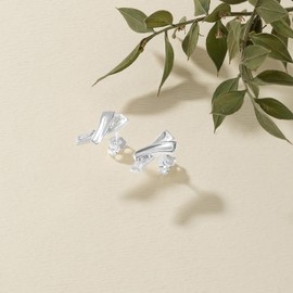 Cassini Women's Stud Earrings in X-Design, Earrings Made of 925 Silver, Polished & Brushed, High Quality 3OAT, Sterling Silver