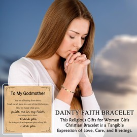 PODLEV Female Godmother Gift from Godchild, Adjustable Dainty Cross Beaded Bracelets Christian Gifts for Women, Christmas Mothers Day Confirmation Baptism Easter Religious Gifts for Godmother
