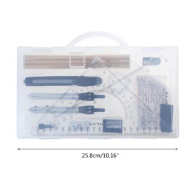 Walquicks Juego de Matemáticas Geométricas, Juego de Geometría Profesional para Artistas y Estudiantes, Herramientas de Dibujo, Suministros de Dibujo, Juego de 16 piezas(Transparente)