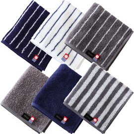 Imaa Certified Imabari Towels, Hand Towels, Handkerchief, Set of 6, Made in Japan, 100% Cotton, Vacuum Compression Pack, 6 D Assorted