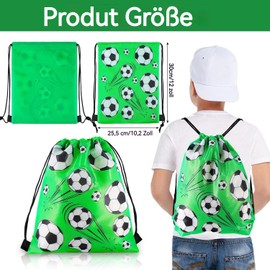 PLMMOUT Pack of 24 Football Drawstring Bags, Football Drawstring Backpack Gift Bags, Portable Football Goodie Bags, Green