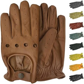 German Wear, Men's Driving Driving Leather Gloves, caramel
