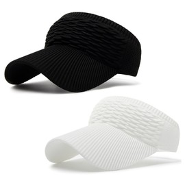 NHTJTHE 2 x Visor Cap, Breathable and Sweat-Absorbing Summer Cap with Sun Visor, Unisex, Adjustable, Fashion Peaked Cap Men and Women (1 Black + 1 White), black