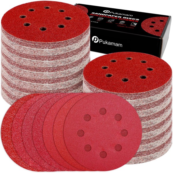 Pukamam 140PCS 125mm Sanding Discs 40/60/80/120/180/240/400 Grit for Random Orbital