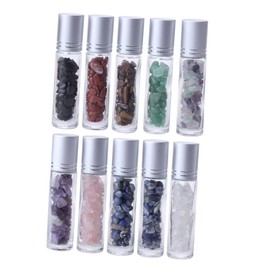 Mikinona Elegant Natural Semi-precious Stones Essential Oil Rollerball Bottles 10ml Aluminum Lid for Diy Beauty Care