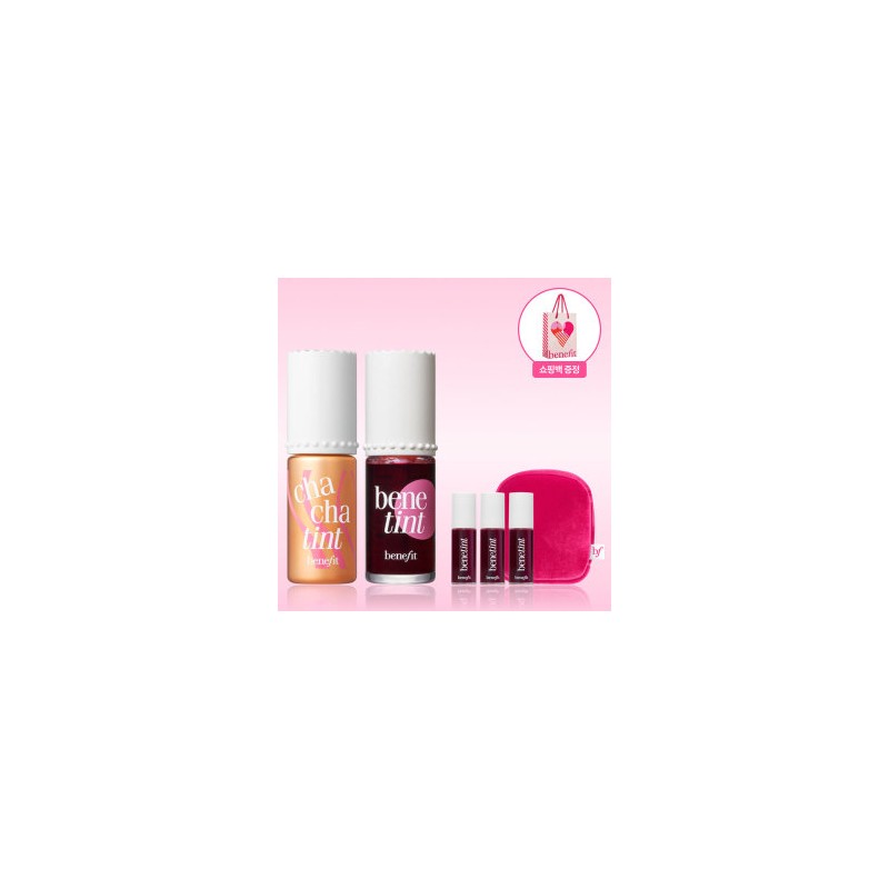 Lip and Cheek Tint Duo (+Deluxe 3 types+Pouch+) Benetint-Raspberry /