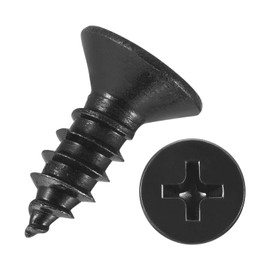 Kozelo 100pcs Phillips Flat Head Wood Screws - [#8x1/2"] 304 Stainless Steel Countersunk Self Tapping Screws for Furniture Assembly, Interior Trim, Outdoor Construction, Black