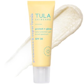 TULA Skin Care Protect + Glow Daily Sunscreen - Gel, Broad Spectrum SPF 30, Skincare-First, Non-Greasy, Non-Comedogenic and Reef-Safe with Pollution and Blue Light Protection, Regular, 1.7 fl oz. | TULA