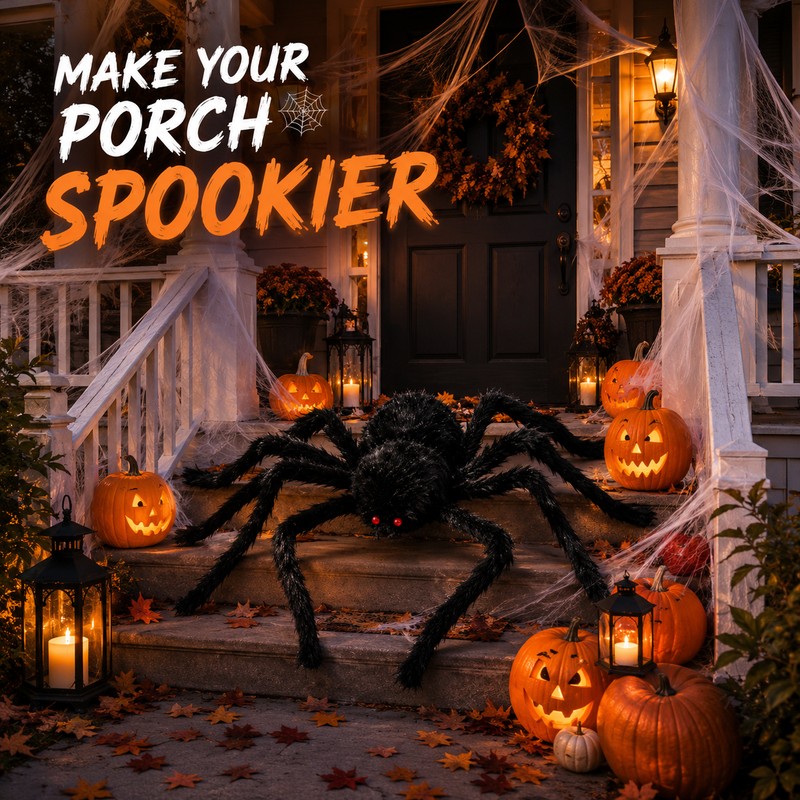 Giant Plush Spider for Halloween Decorating – Bendable Legs &