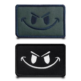 Pack of 2 Smile Funny Flag Patch Removable Patches with Embroidery Closure Applique Tactical Military Patch for Jacket Vest Embroidery Bands Backpacks Tactical Clothing Bags Badge