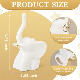 GJFASGF 1 Pair White Elephant Statue Home Decor, Elephant Figurines Elephant Ring Holder Modern Style Ceramic Elephant Decoration Suitable for Home Decor Living Room Bookshelf Desk (Upgraded)